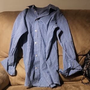 TOMMY HILFIGER Blue Checkered Men's Shirt Size 18
